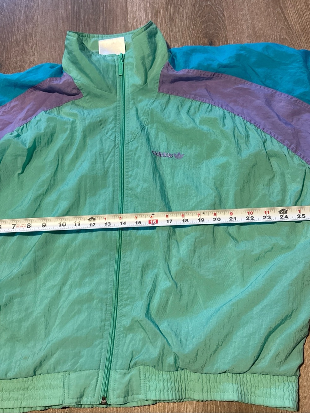 Vintage 90s Adidas Trefoil Colorblock Windbreaker Jacket Teal Purple Blue Men’sM - Picture 7 of 10